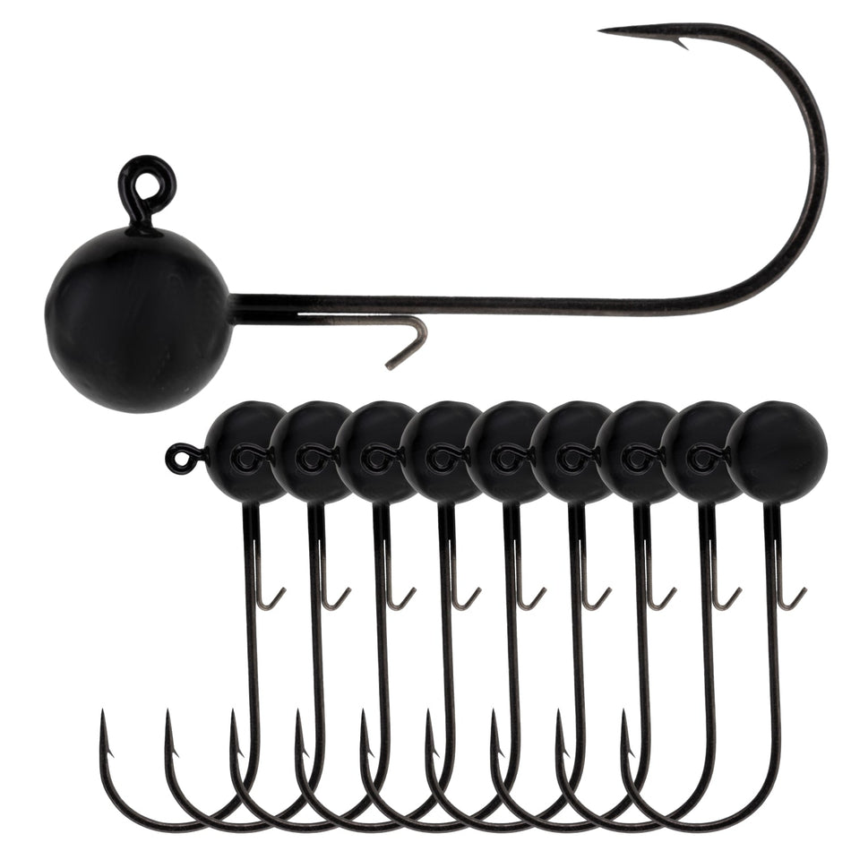 Reaction Tackle Lead Ball Jigs (10-Pack) – Premium Round Jig Heads for Soft Plastics