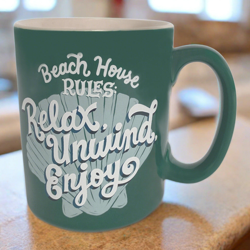Ceramic Mug 16oz-Beach House Rules