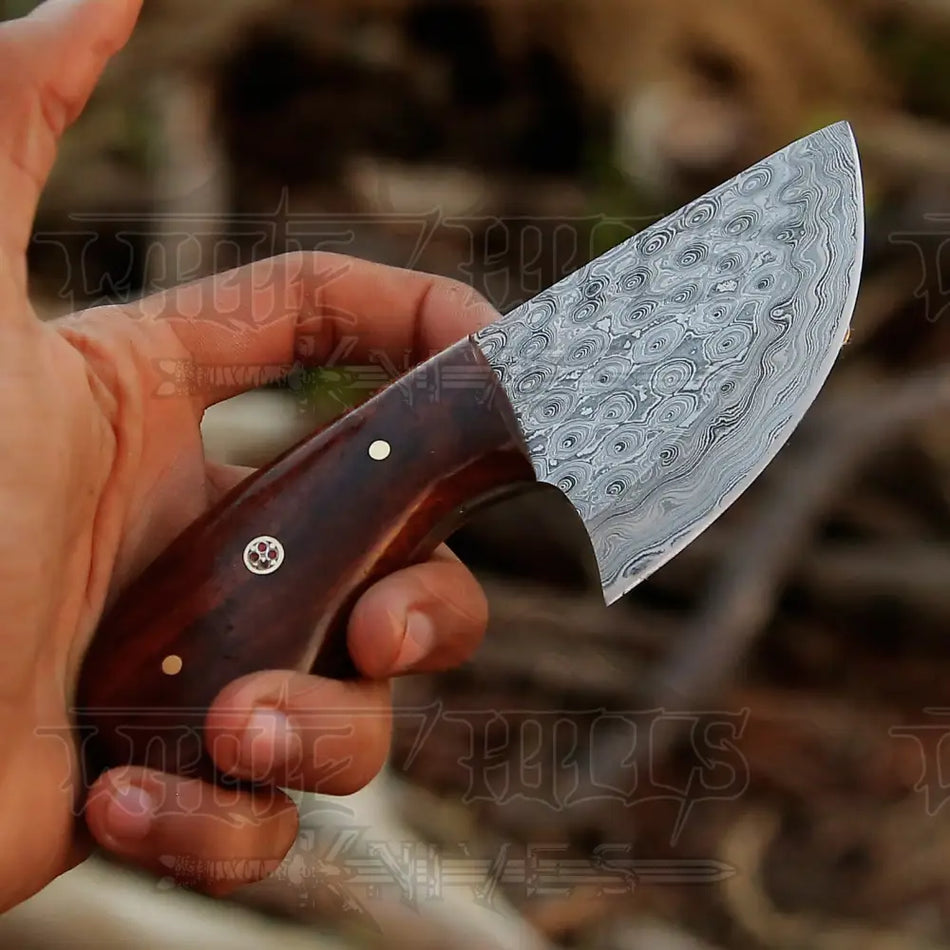 7” Handmade Damascus Steel Skinner Knife - Rosewood Handle - Full Tang