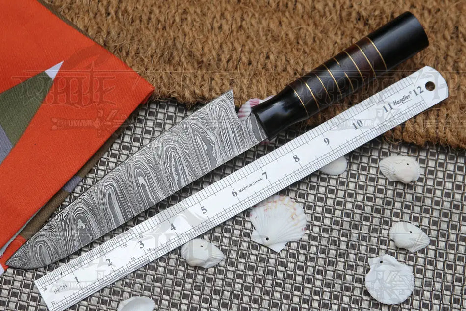 8" Handmade Damascus Chef Knife - Buffalo Horn Handle