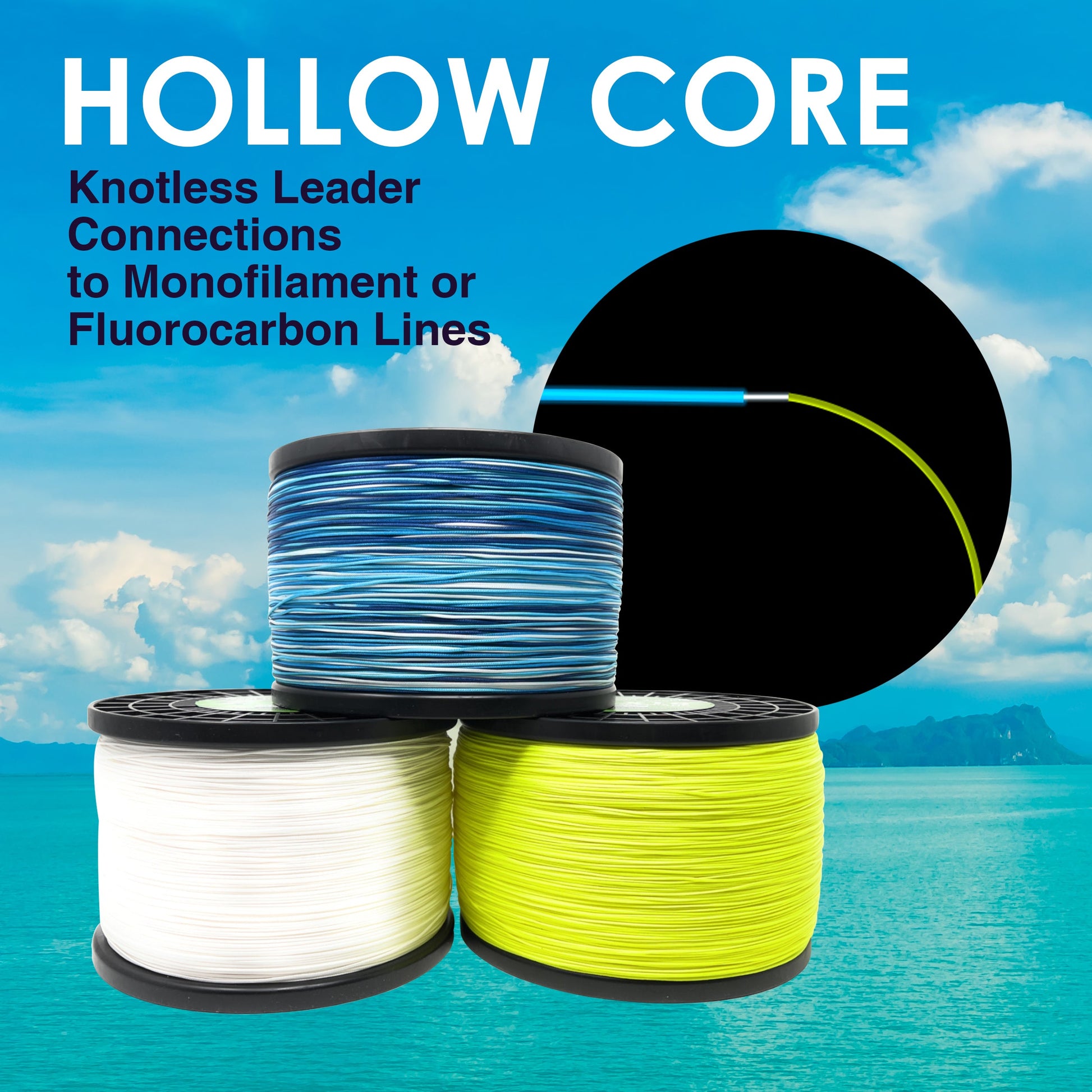 hollow core braided fishing line Reaction Tackle Hollow Core - 16 Strand Braided Fishing Line