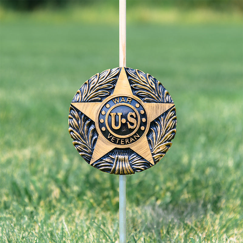 US War Veteran Grave Marker & Flag Holder with Aluminum Ground Spike