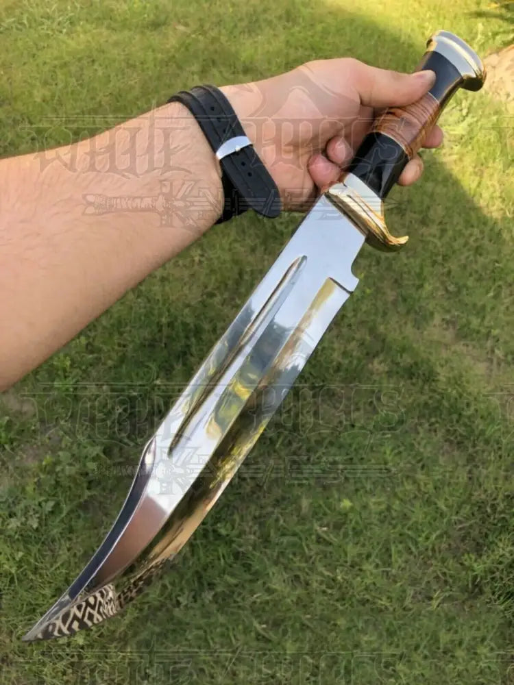 Bowie Knife - Custom Handmade D2/c430 Tool Steel High Polish Crocodile Dundee Bowie knife