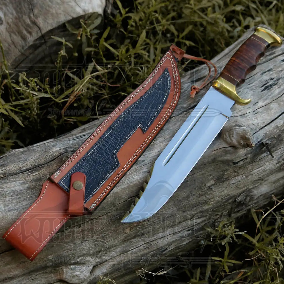 Bowie Knife - Handmade D2 Bowie Knife Steel Hunting Fix Blade - Pakka Wood Handle