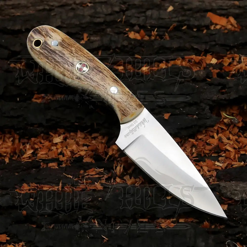 Hand Forged Full Tang Skinner Knife - Stag Antler Handle - D2 Steel- 7 inches - SK-016