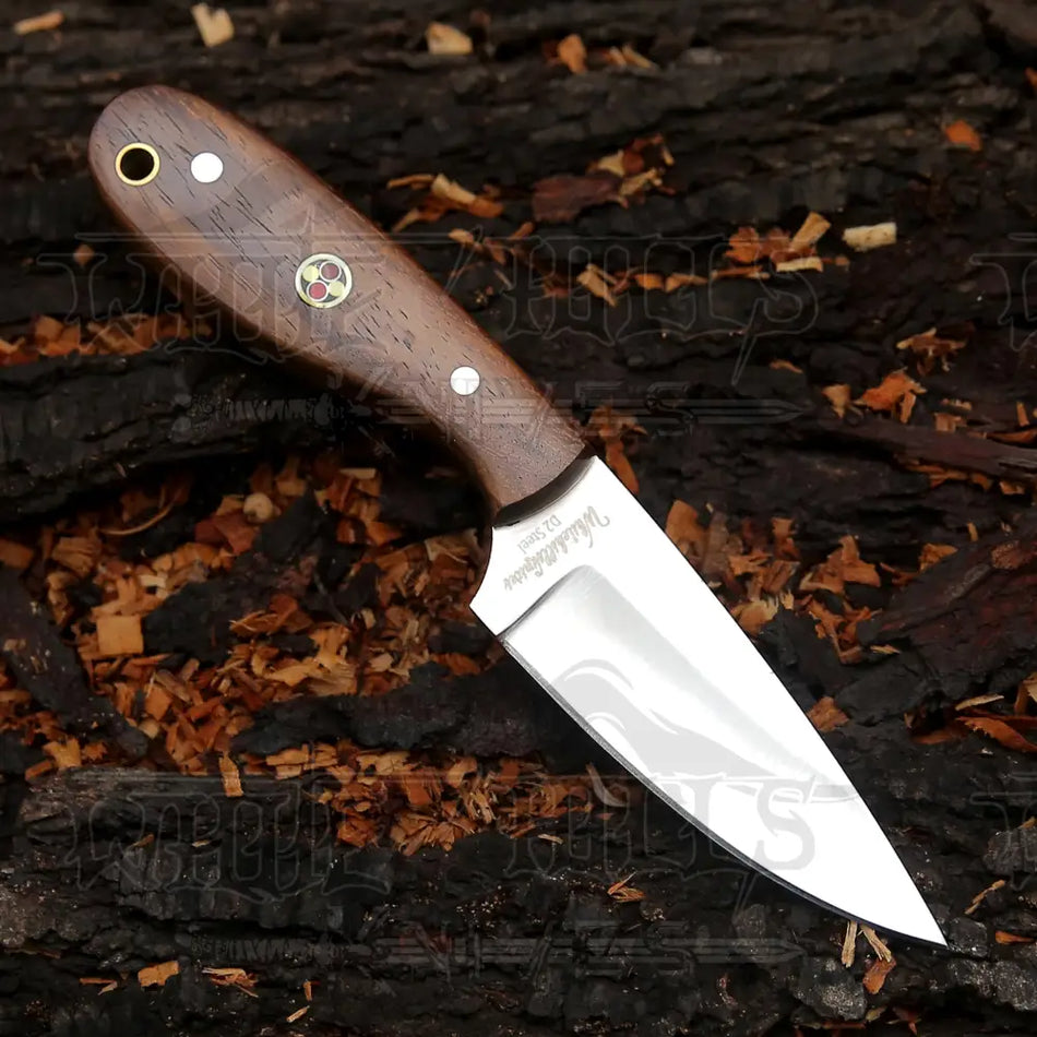 Hand Forged Full Tang Skinner Knife - Walnut Wood Handle - D2 Steel- 7 inches - SK-013