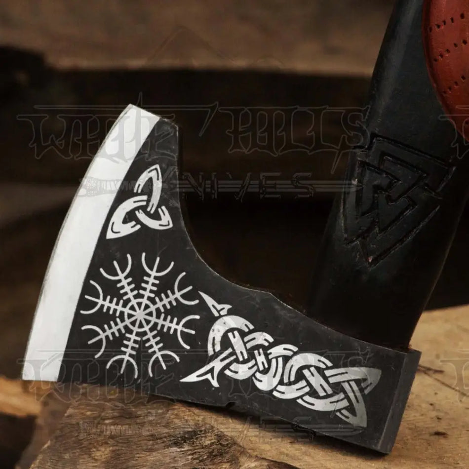 Handmade High Carbon Steel Tomahawk Axe Integral Viking Collectible Olive Wood W/ leather Wrap