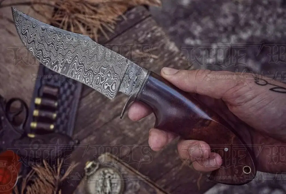 Handmade Hunting Bushcraft Knife Forged Damascus Steel Survival EDC 10” With Wallnut Wood Handle
