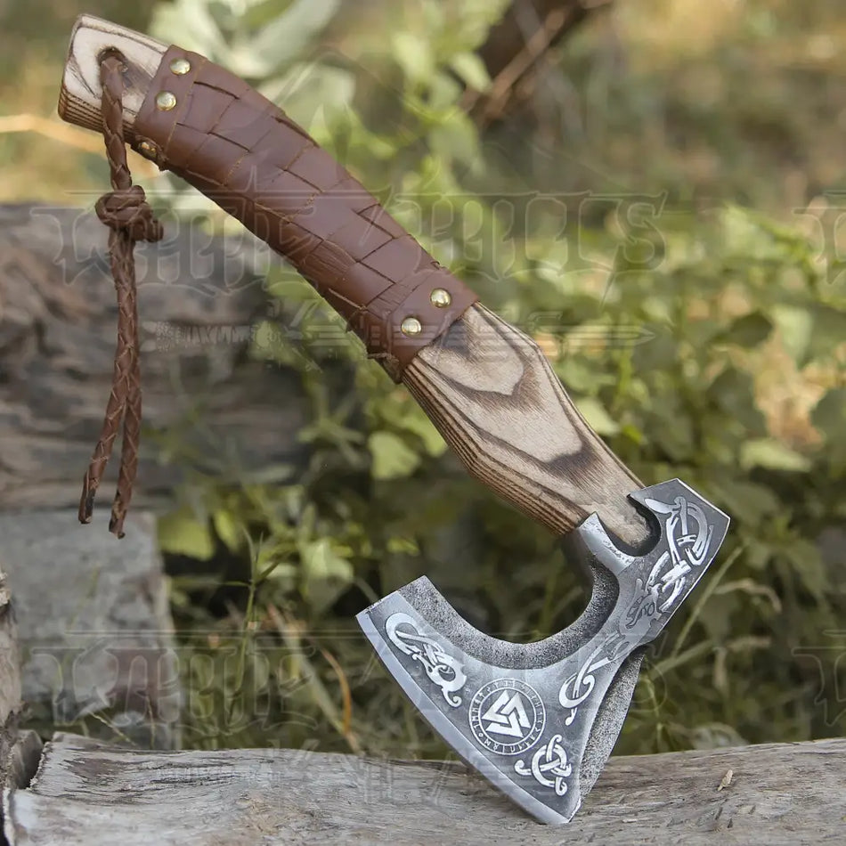 Small Forged Carbon Steel Axe with Ash Wood Shaft - Viking Axe 024-14