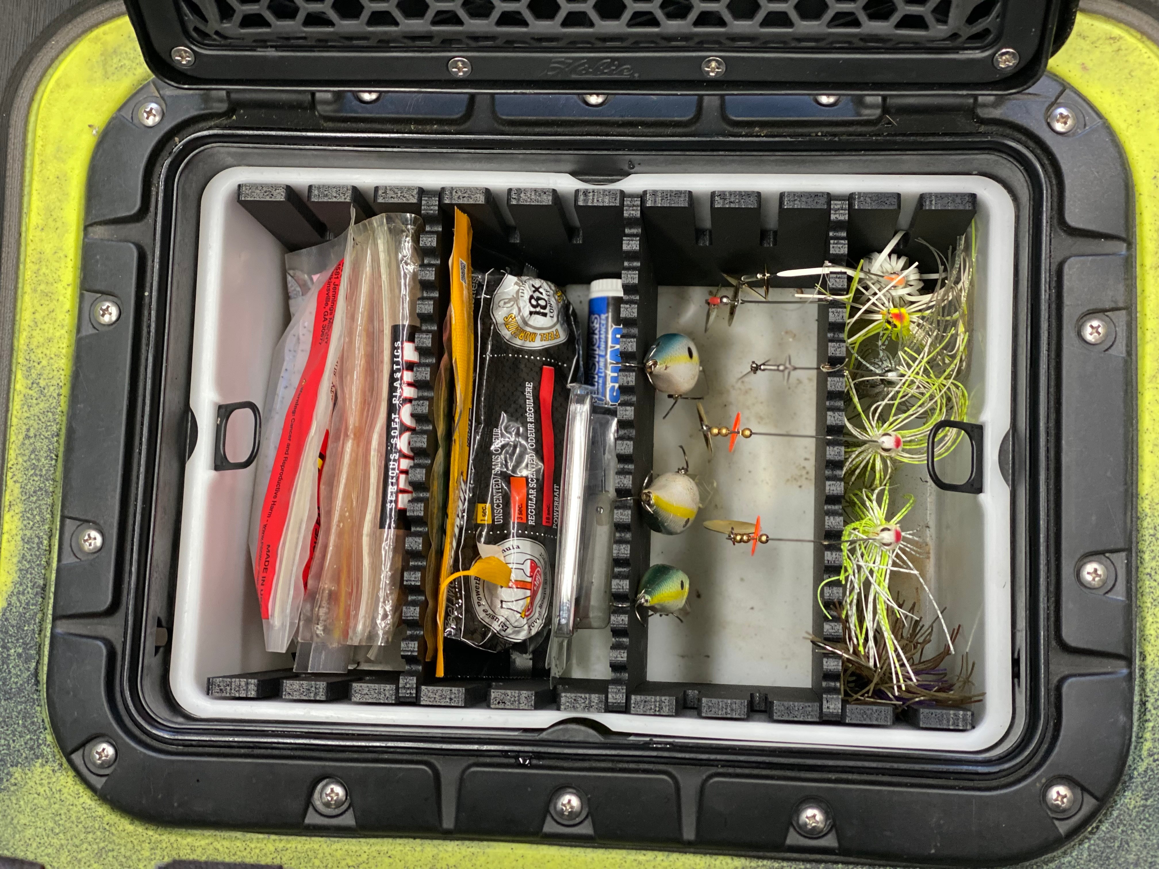hobie outback sqaure hatch storage tackle box H-Rail Bins and Trays in tackle box to your 8 Hobie Twist and Seal hatch One Objective Hobie Bucket Organizer